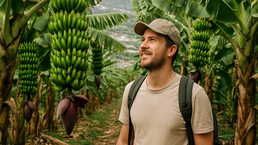 Turista em Quinta de bananas na Madeira