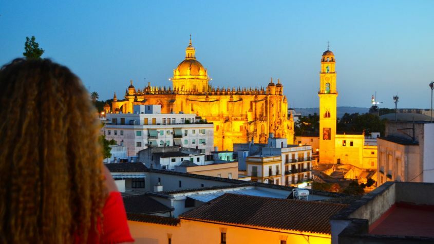 Turista a apreciar paisagem Jerez de la Frontera