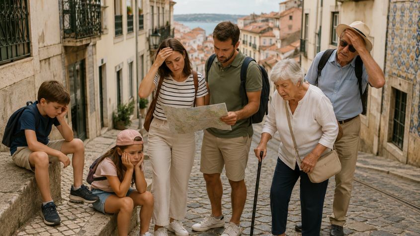 Family facing challenges on a tour in Lisbon