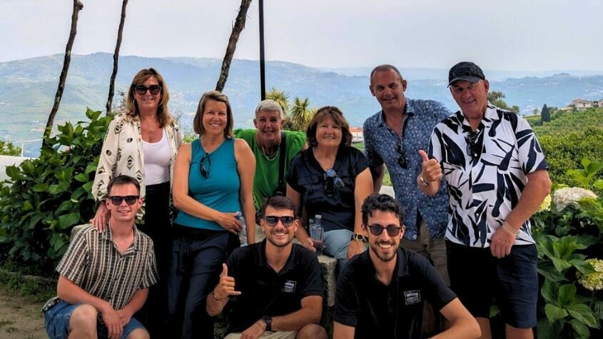 Family on a private tour in northern Portugal with two Living Private Tours guides