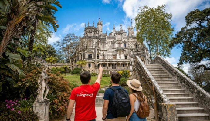Guía de Living Tours con turistas en la Quinta da Regaleira