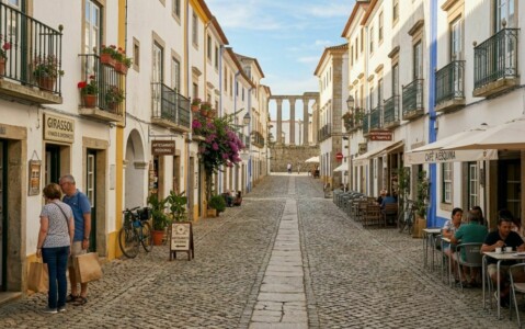 Passants dans les rues d'Évora